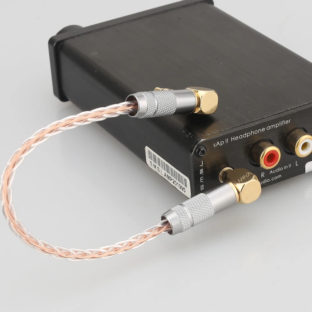 HIFI AUX Kabelis 8Cores OCC 3.5 mm Male Vyrų Stereo AUX Kabelis 3.5 Dešinę Kampu Ausinių stiprintuvas audio kabelis