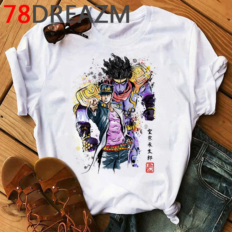 Jojo Keistų Nuotykių Marškinėliai Vyrams Japonų Anime Vasaros Top marškinėliai Juokingas Animacinių filmų Grafinis Tee Negabaritinių Mados Streetwear Vyras