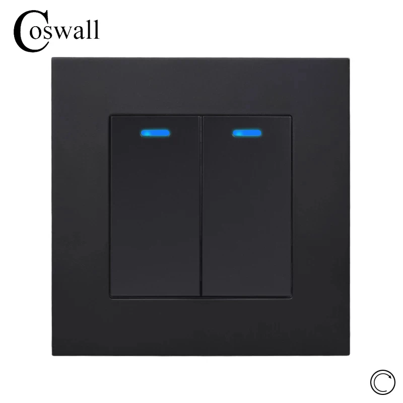 Coswall PC Panel 1/2/3/4 Gauja 1 Būdas iš Naujo Impulso Jungiklis Trumpalaikis Kontaktas paspausk Mygtuką prie Sienos Šviesos Jungiklis Mėlynas Apšvietimas 12-250V