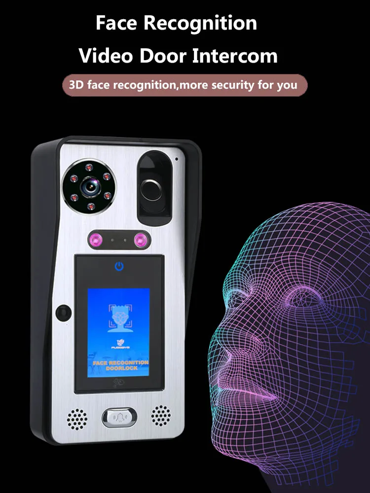 Mountainone Handfree Doorphone Video Pasikalbėjimo Komplektas, 7 colių ekranas Veido Atpažinimo pirštų Atspaudų 92° Peržiūrėti kampo Doorbell sistemos