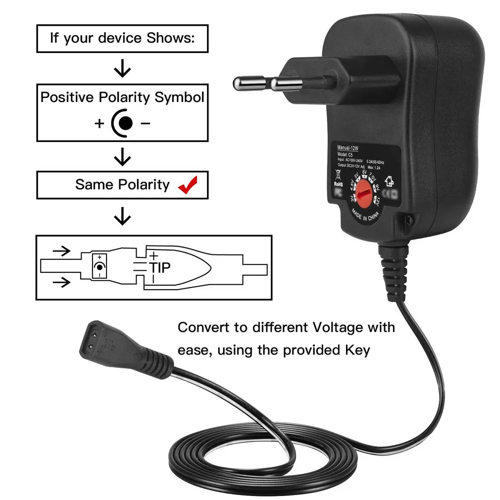 Reguliuojamas Maitinimo šaltinis DC USB Patarimai Daugiafunkcį Įkroviklis Nešiojamų Įtampos Reguliatoriaus Jungiklis, Maitinimo Adapteris 3 - 12V 12W