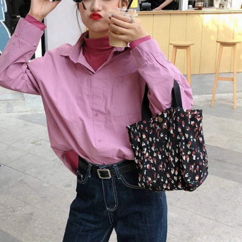 Pirkinių Maišeliai Moterų Hasp Plisuotos Hasp Gėlių Didelės Talpos Shopper Bag Canvas Tote Ekologinio Daugkartinio Naudojimo Ins Korėjos Stiliaus Mados Nauja