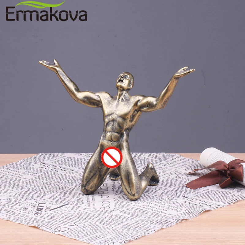 ERMAKOVA Dervos Siautėjantis Vyras Statula atsiklaupus Vyras Skulptūra Retro Amatų Skulptūra Namų Biuro Kambarį Apdaila