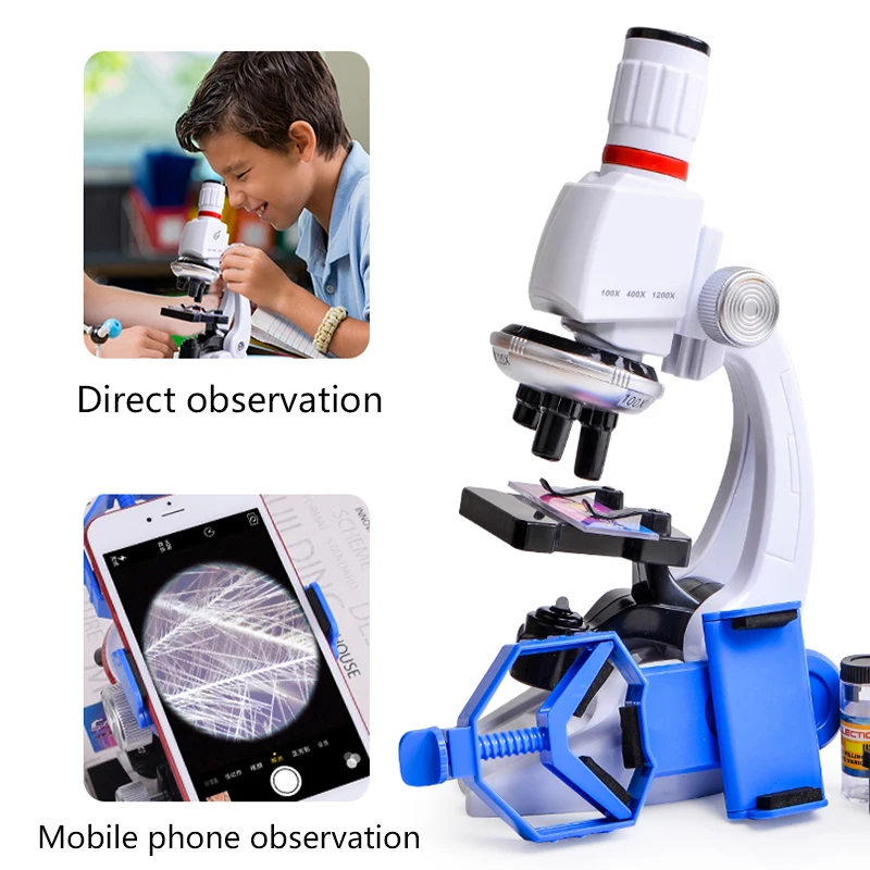 1200X Vaikų Žaislas Biologinio Mikroskopo Rinkinys Dovanų Monokuliariniai Mikroskopas su Mount Biologinio Eksperimento Įrankis f/ Pagrindinis Studentas