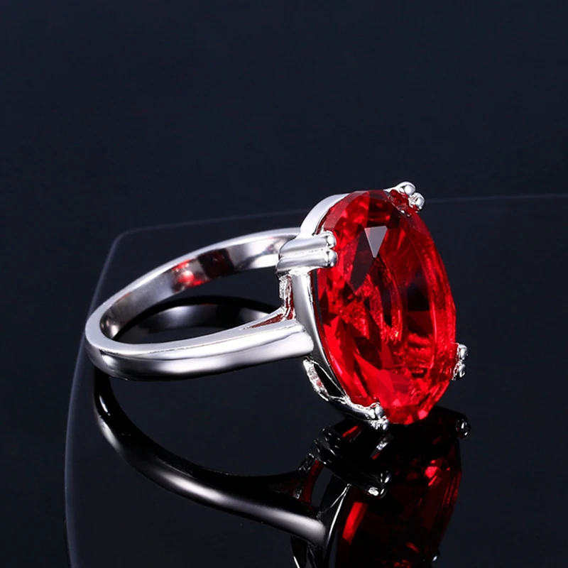 Raudona Rubino Ovalo Kiaušinio Formos Akmeniniai Sterlingų 925 Sidabro Vestuviniai Žiedai, Moterų Nuotakos Fine Jewelry Dalyvavimas Bague Priedai