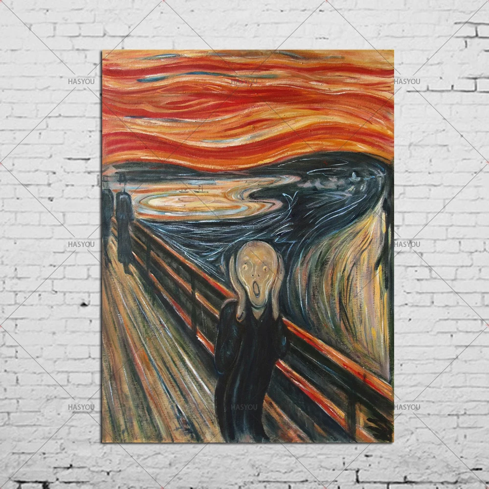 Aukštos kokybės Handpainted Aliejaus tapybai Rėkti, pagal Edvard Munch žinomų naftos tapyba ant drobės už Namų sienų apdaila
