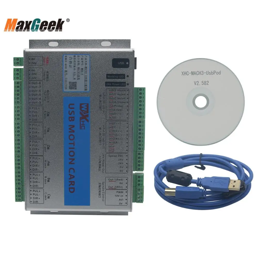 Maxgeek Atnaujinti CNC Mach3 USB Maxgeek 3/4/6 Ašies Judesio Kontrolės Kortelės Breakout Valdybos 2MHz Vairuotojas Valdybos CNC Graviravimo Mašina