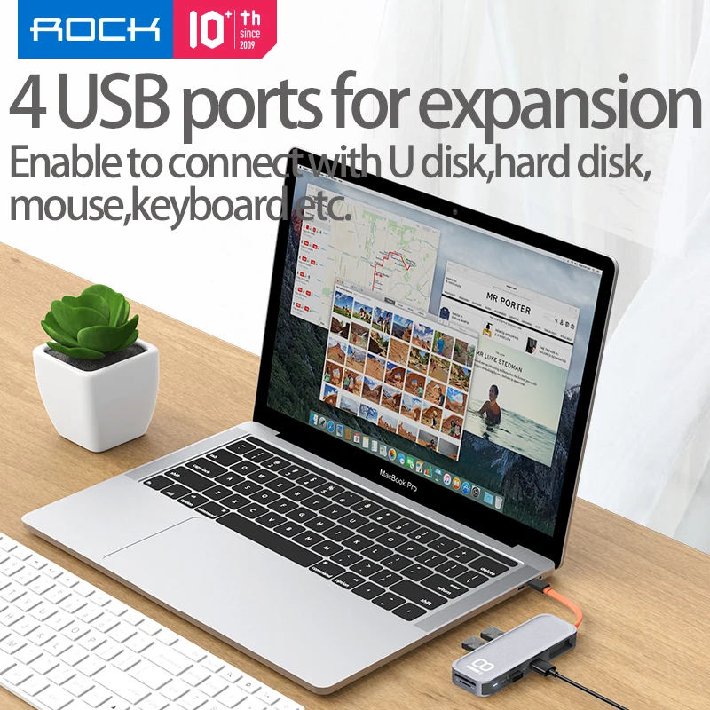 ROKO USB C Hub HDMI Su PD Power Adapter Macbook Nešiojamas C Tipo Docking Station Telefono USB Skirstytuvo 4K Išėjimo Kortelių Skaitytuvas