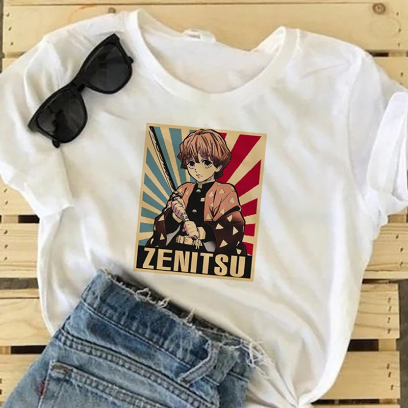 Japonų Anime Kimetsu Nr. Yaiba Demonas Ašmenys T Shirt Grafikos Viršuje Tees Marškinėlius Streetwear Animacinių filmų T-shirt Moterims, Drabužiai