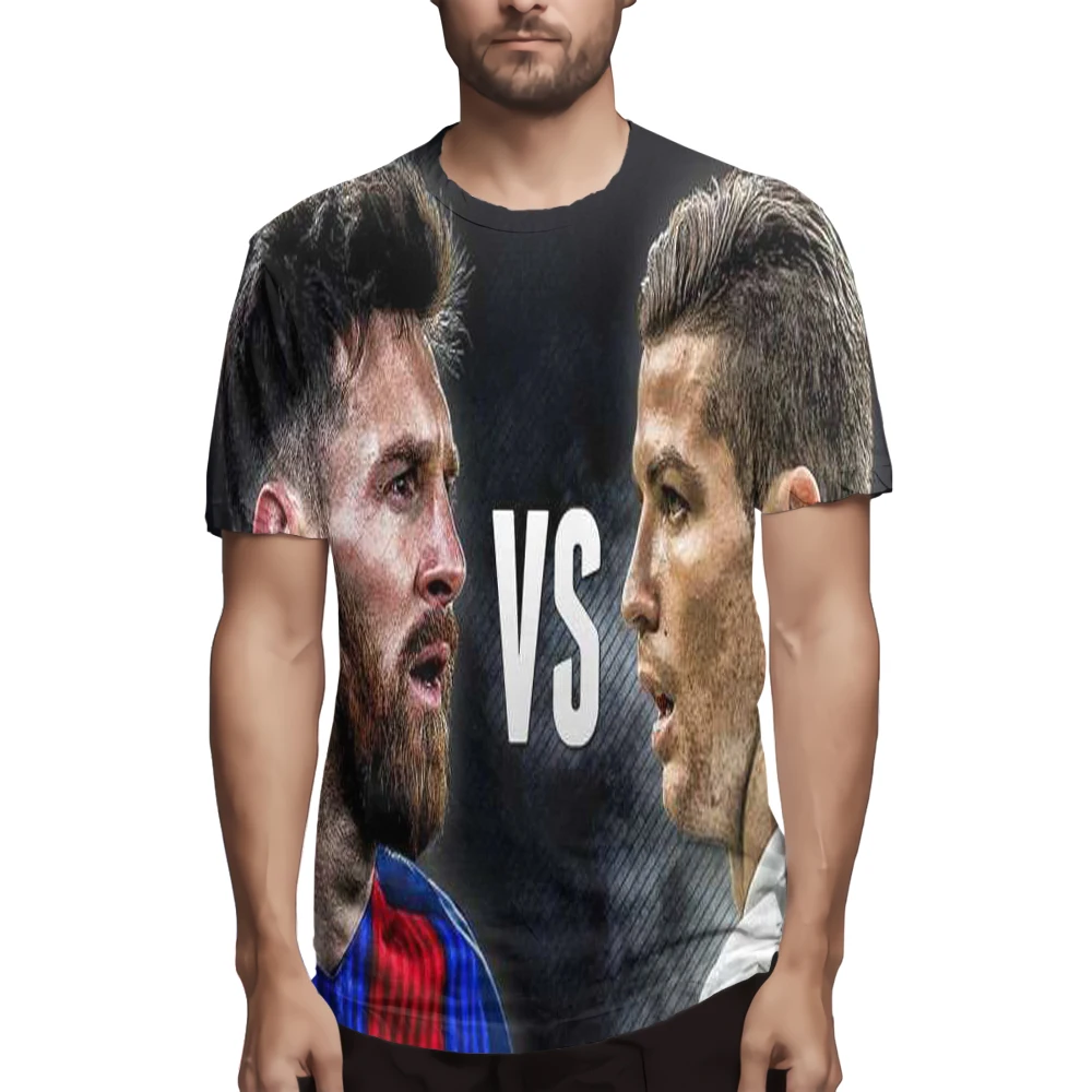 Vyriški 3D Spausdinimo Messi Ronaldo Amžiaus Užbaigimas, Futbolo Sporto marškinėliai Atsitiktinis Trumpas Rankovės Derliaus Futbolo Marškinėlius Aukštos Kokybės