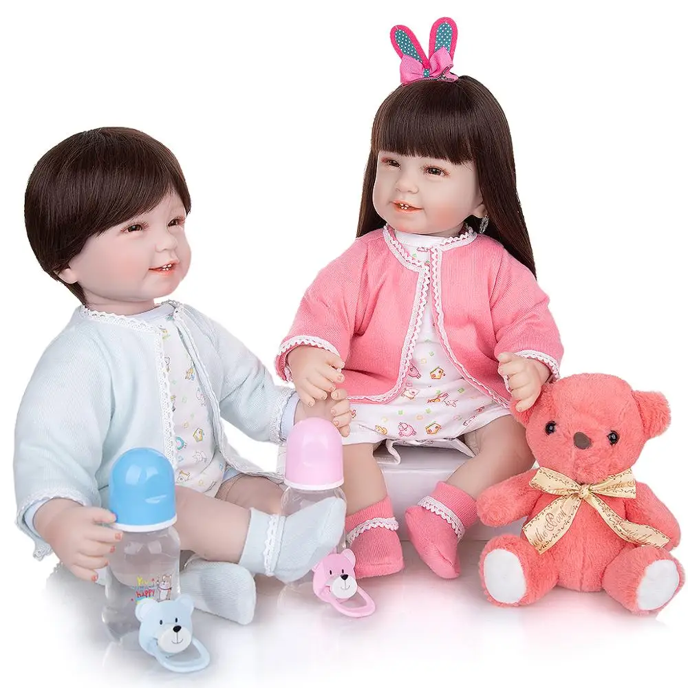 KEIUMI 22 Colių Reborn Lėles Kūdikių Dvyniai Tikroviška Medžiaga Įstaiga Švietimo Naujagimis Baby Doll Žaislas Berniukas Vaikas Palymate