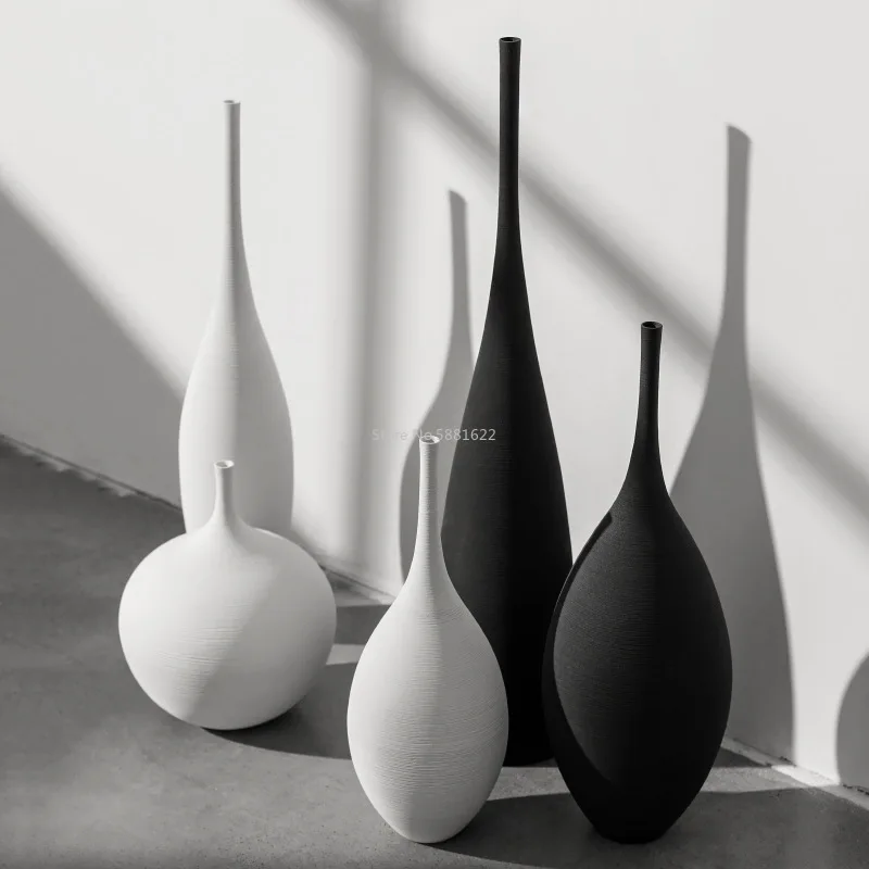 Modernus Minimalistinis Rankų Darbo Meno, Dzeno Juoda Balta Keramikos Vazos, Papuošalai Kambarį Stalo Vaza Modelį, Namų Puošybai