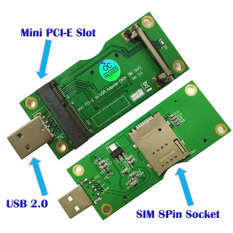 Mini PCI-E, USB Adapteris su SIM 8Pin Kortelės Lizdas WWAN/LTE Modulis Mini Kortelę prie KOMPIUTERIO Paramos SIM 6pin/8pin Kortelės Prisijungti
