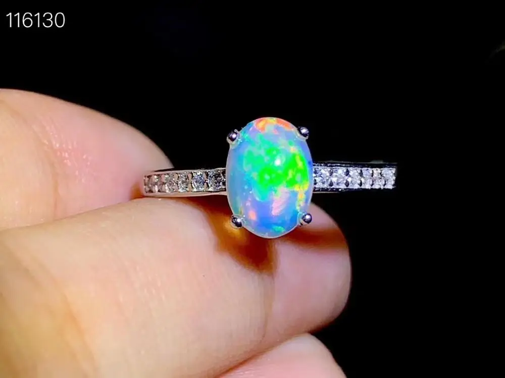 Nauji gamtinių opalas žiedas 925 sidabro paprasta ir aišku, naujų pagrindinis akmuo dydis 6x8mm