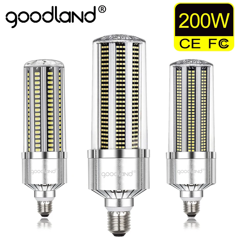 Goodland LED Kukurūzų Lempos E39 E40 LED Kukurūzų Lemputės 50W 120W 200W LED Lempos 110V, 220V E27 Aliuminio Gamyklos Sandėlio Rūsyje