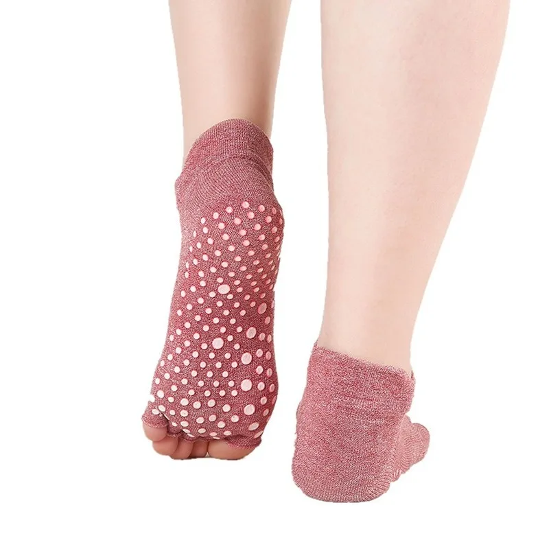 Gamintojų aukštos kokybės prekių vientisos spalvos joga kojinės Pilates kojinių, priešslydžio sistema kojinių atidaryti tne penkis pirštus jogos kojinės