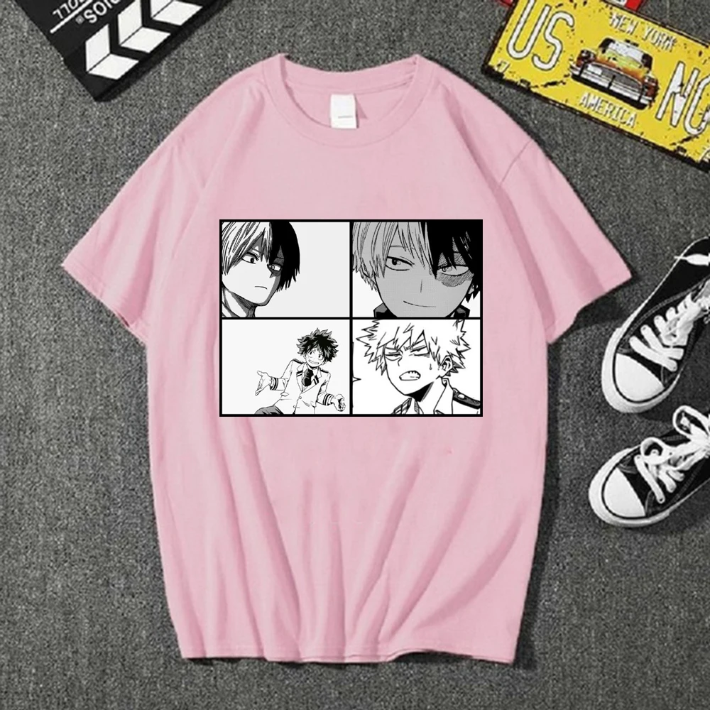 Mano Herojus akademinės bendruomenės Anime Juokinga T-shirt Boku No Herojus akademinės bendruomenės Tees Manga Todoroki Bakugou Marškinėliai