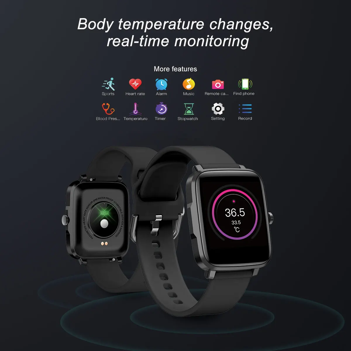 Smart Watch Vyrai Moterys IP68 Vandeniui gandlEy F2 2020 Termometras, Širdies ritmą Sporto Smartwatch Kraujo Spaudimą 
