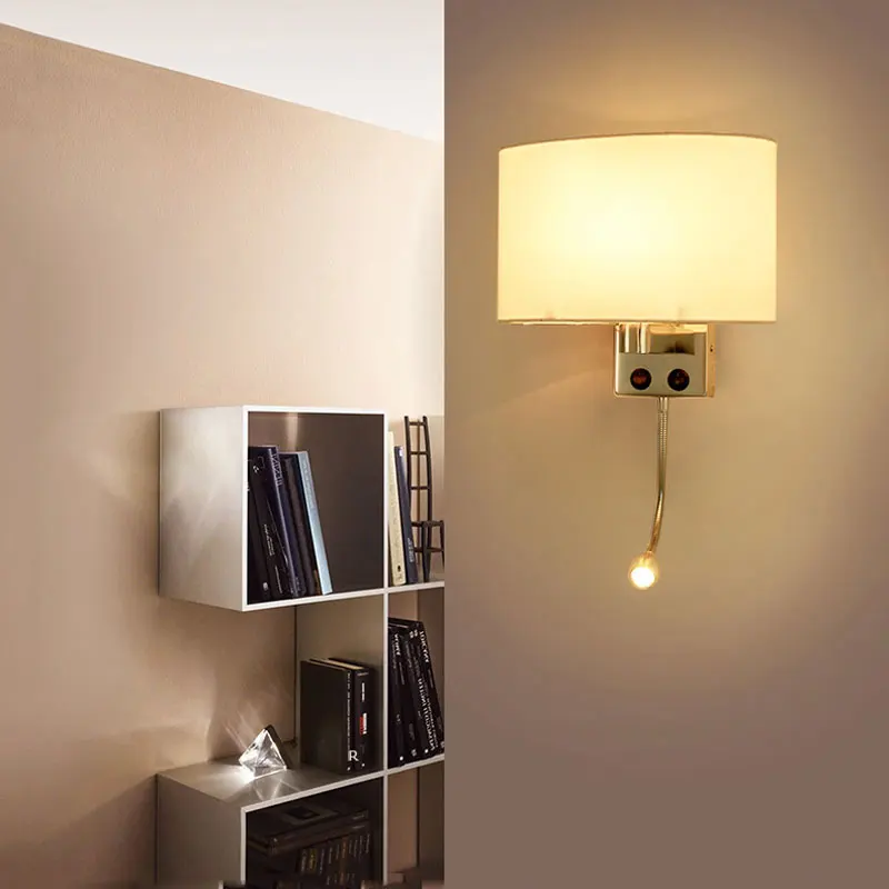 Perjungimo audinio Led siena šviesos gyvenamojo kambario, miegamojo, naktiniai staleliai, lempa nerūdijančio plieno E27 LED sienos lempos skaitymo šviesos rungtynių sconce