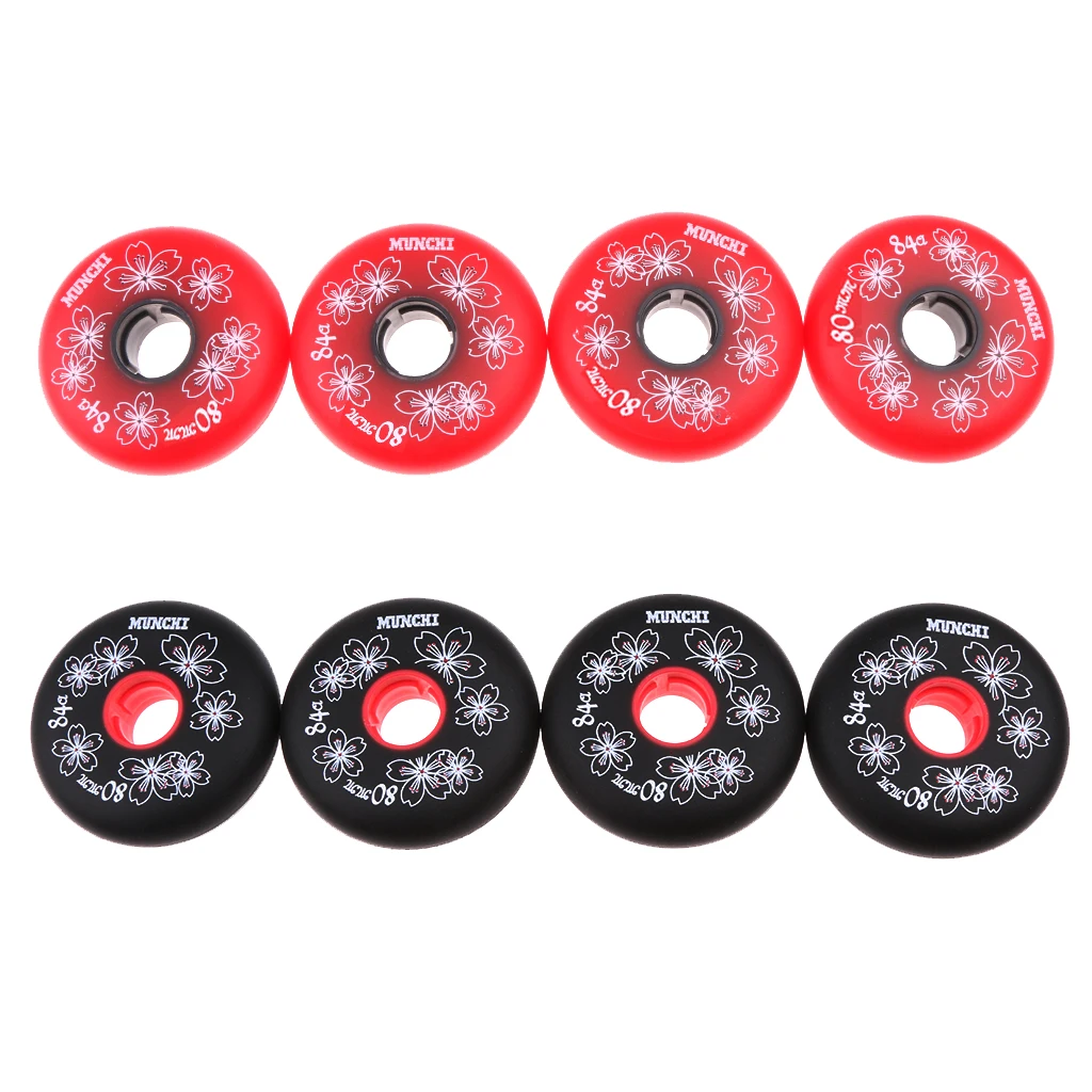 4 Gabalus Sunkiųjų Inline Roller ledo Ritulio Sporto Skate Pakeitimo Varantys 84A Juoda/Raudona 72mm/76mm/80mm