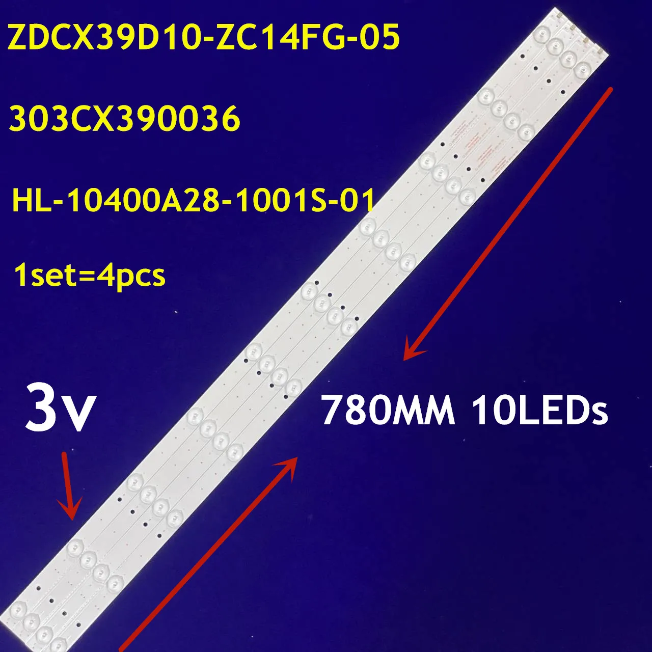 1set=4pcs LED Apšvietimo Juostelės ZDCX39D10-ZC14FG-05 DLED40YEKJ 4X10 001 HL-10400A28-1001S-01 LED-42Q5D