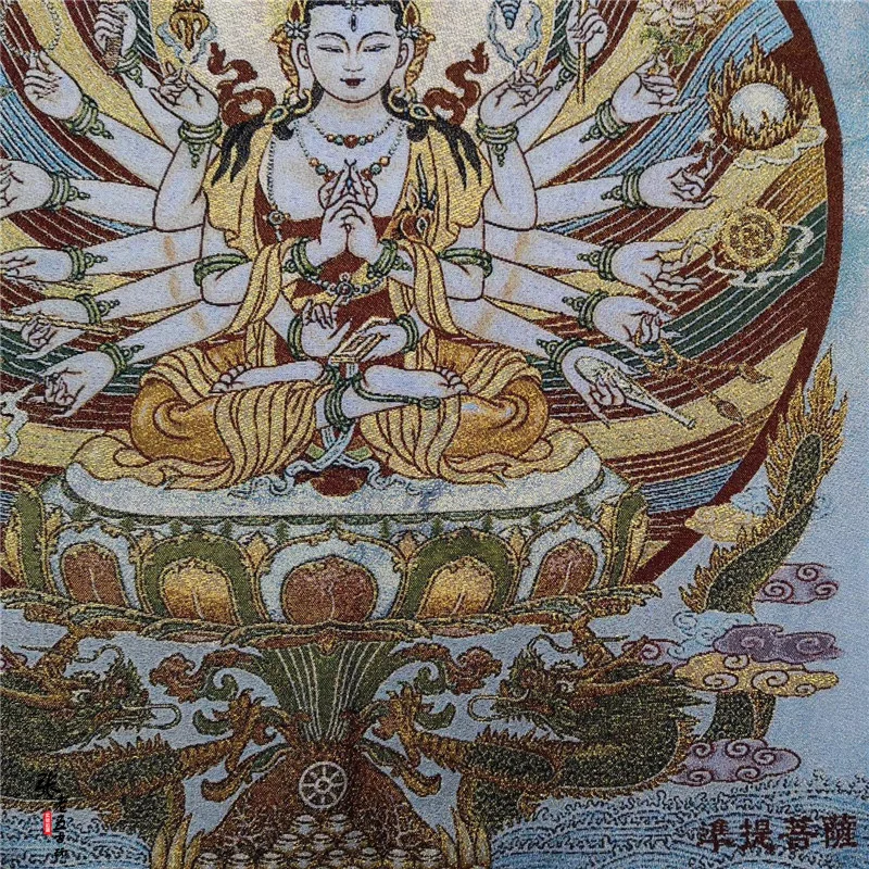Tibeto, Nepalo Thangka portretas brokatas šilko tapybos religijos Thangka siuvinėjimo pav Qianshou Guanyin 8