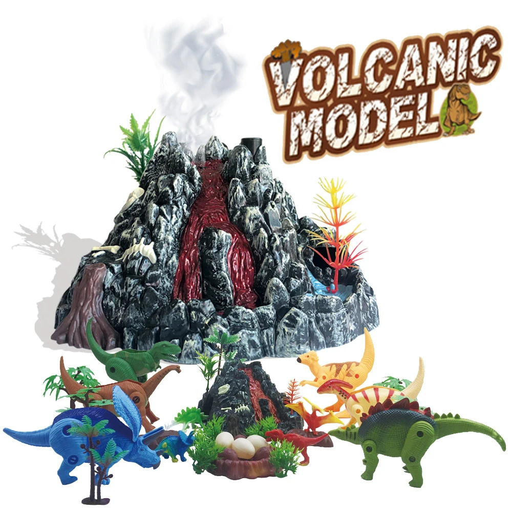Purškimo Vulkanas Modelis su Šviesos Modeliavimo Scena Eksperimento Balso ir šviesos Veiksmų Žaislas Pav Dinozaurų Pasaulyje, Žaislai Vaikams