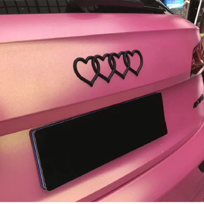 1pcs Keturių Meilės Širdies Logotipą, Galiniai Kamieno Ženklelis Emblema Lipdukas Lipdukas Pakeitimo Audi automobilių Logotipo lipdukas automobilių uodega etiketės A3 A4 A6 LQ5