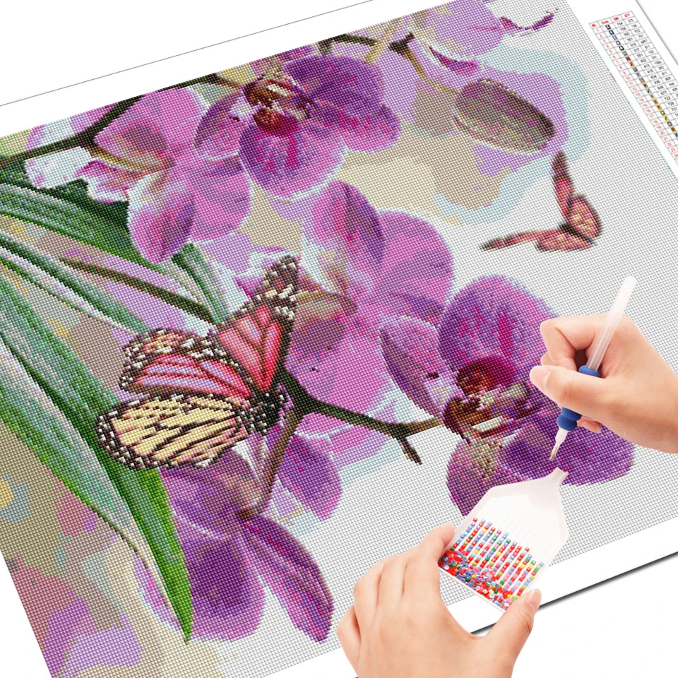EverShine Diamond Siuvinėjimo Orchidėja Visiškai Gręžimo Aikštėje Diamond Tapybos Gėlių Cirkonio Meno Kryželiu Rinkinių Rankdarbiams