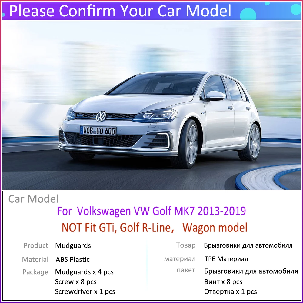 4 VNT Automobilių Purvo Atvartais Volkswagen VW Golf 7 Mk7 2013~2019 Mudguard Splash Apsaugai Sparnas Mudflaps Auto Priedai