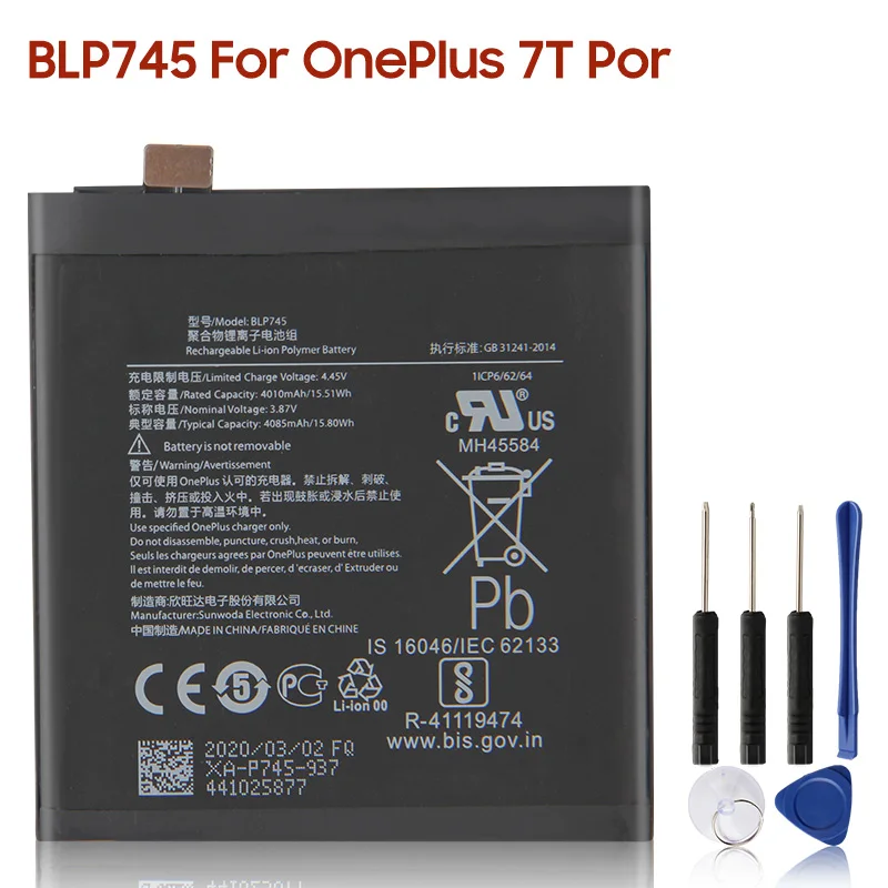 Originalaus Telefono Baterija BLP745 Už OnePlus 7T Pro Vienas Plius 7T Pro Autentišku Telefono Baterijų 4085mAh