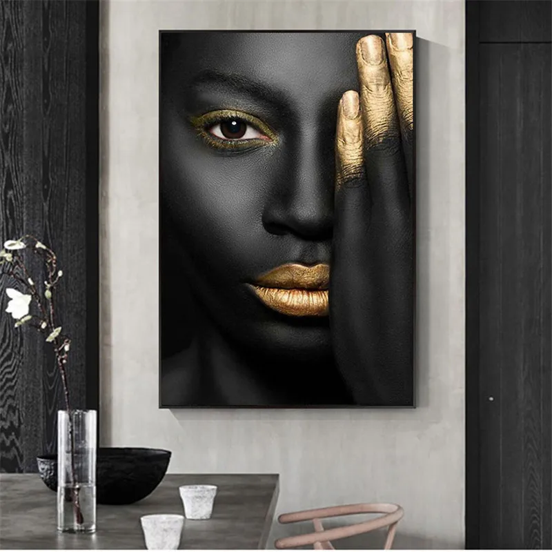 Juodosios Afrikos Nuogas užrištomis akimis Moteris, Aliejus, Tapyba ant Drobės, Plakatų ir grafikos Skandinavijos Sienos Meno Nuotrauka už kambarį