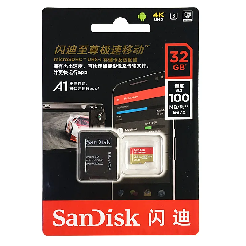 SanDisk Extreme Micro SD Kortele 256 GB/128 GB/64 GB microSDXC U3 32GB microSDHC V30 U3 TF Kortelę Carte SD UHS-I 