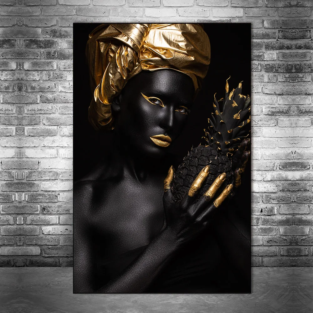 Juoda Moteris, turintis Aukso Papuošalai Drobės, Paveikslai ant Sienų, Menas, Plakatų ir grafikos Afrikos Moteris, paveiksl Namų Sienų Dekoras
