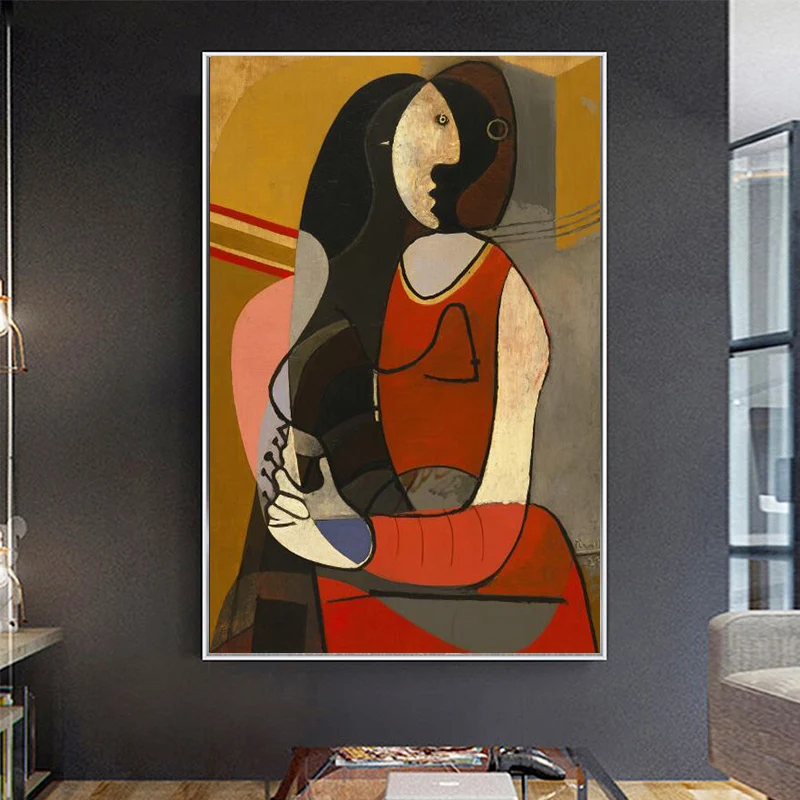 Sėdi Moteris Pablo Picasso Drobės, Paveikslai, Reprodukcijos Pasaulyje Garsaus Meno Spaudinius Picasso Abstrakčiai Sienos Nuotraukas Namų Sienų Dekoras