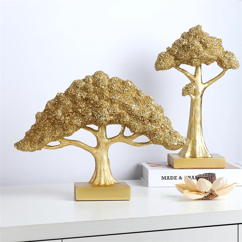 Šiuolaikinės Aukso Pasisekė Pinigų Medis Statula Fengshui Ornamentu Likimo Medžio Ornamentais Rankinėje Medžio Apdaila Namo Apdaila Priedai