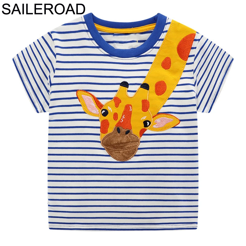 SAILEROAD Žirafa Gyvūninės Aplikacijos Kūdikių Marškinėliai Vasaros 2020 M. Vaikų marškinėliai Berniukams trumpomis Rankovėmis Drabužiai, Vaikams Drabužiai