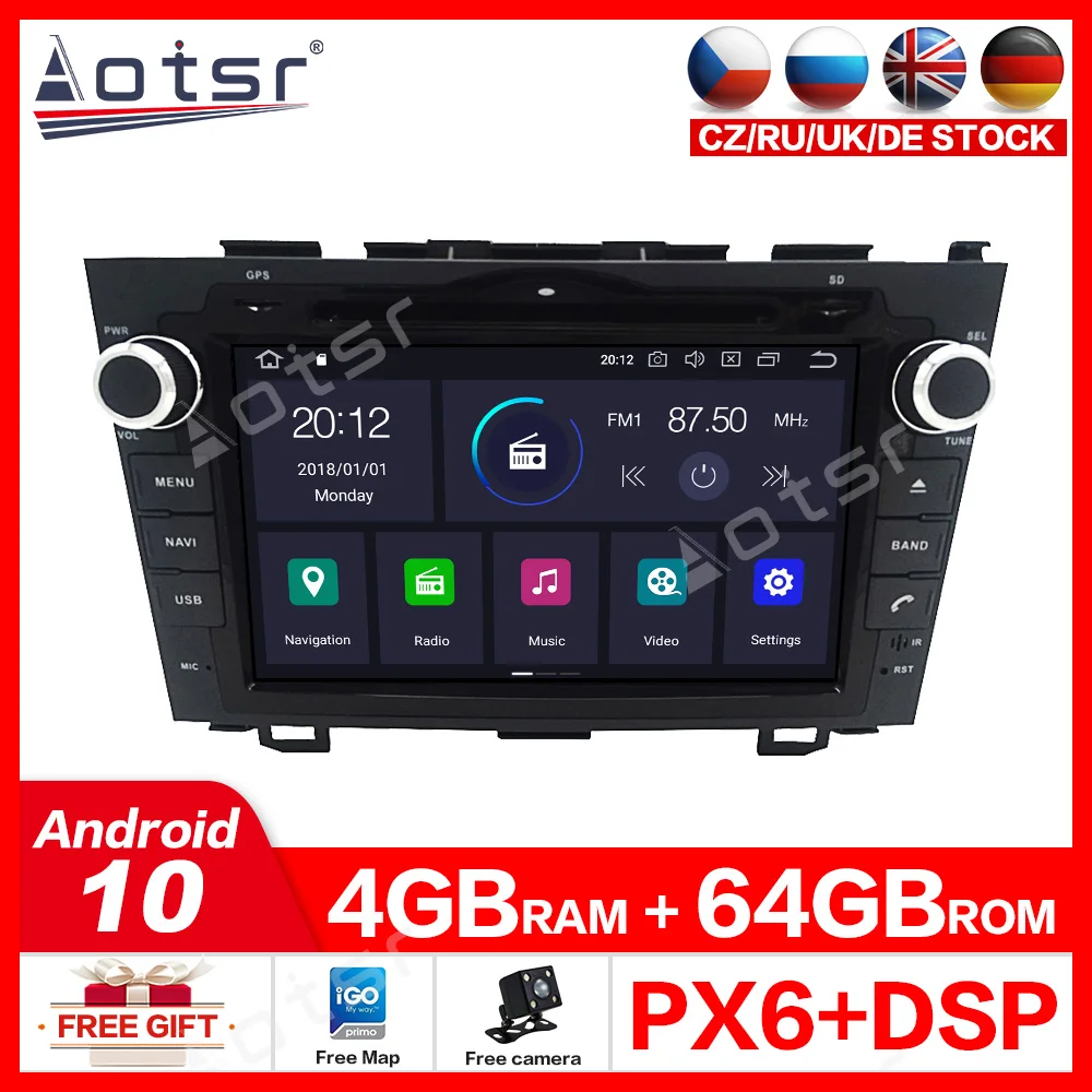Aotsr PX6 Android 10.0 4GB+64GB Automobilių Navigacijos DVD Grotuvas HONDA CRV 2006-2011 auto Multimedia stereo galvos vienetas magnetofonas