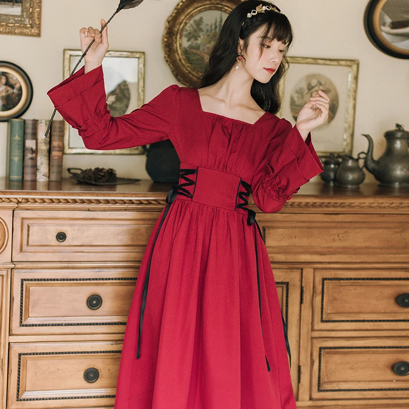 2020 naujas mados moteriški drabužiai rudens Aikštėje Apykaklės Pilnas Mid-Calf Derliaus Suknelės