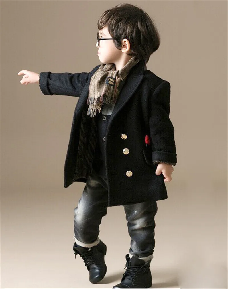 Berniukas paltas retro kietojo stiliaus džentelmenas kailio striukė 2-10years berniukų vaikai vaikai storio šiltų viršutinių drabužių siuvimas viršūnes drabužiai