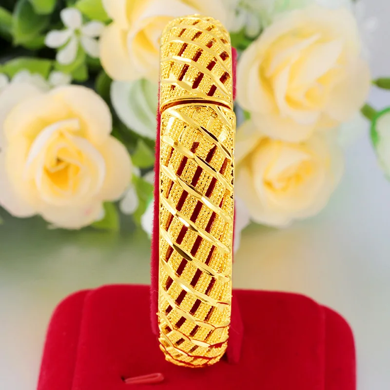 15mm Pločio Tuščiaviduriai Musulmonų Bangle Openable Papuošalai Geltonos Aukso Užpildytas Klasikinio Stiliaus Moteriški Islamas Apyrankę turkijos Dievas Papuošalai