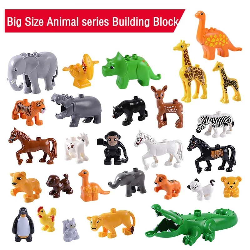 28PCS/Set Gyvūnų Serijos Big Blokai ir 1PCS Pagrindo Plokštė, Suderinama Duploed Modelio Duomenys Žaislai Vaikams Dovanos Vaikams