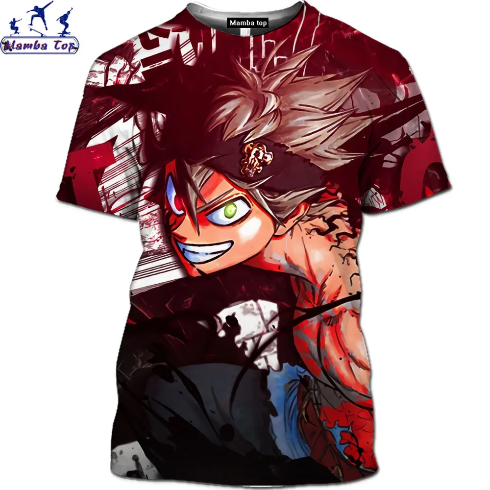 Mamba Viršų 3D Vasaros Kraujo pėstininkas su kardu Anime Black Dobilų T-Shirt Laisvalaikio vyriški Marškinėliai Mielas brolis marškinėliai magija Mergina Harajuku T-shirt