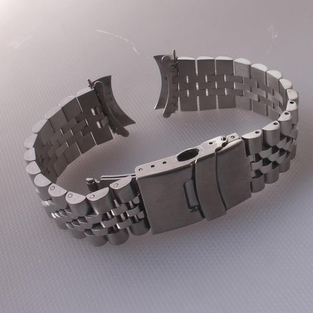 Watchbands naujas lenkti galai Nerūdijančio Plieno Dirželis 20mm 22mm 24mm Metalo Žiūrėti Juostos Kietosios Nuorodą Apyrankę Watchband Sidabro spalvos sagtis karšto