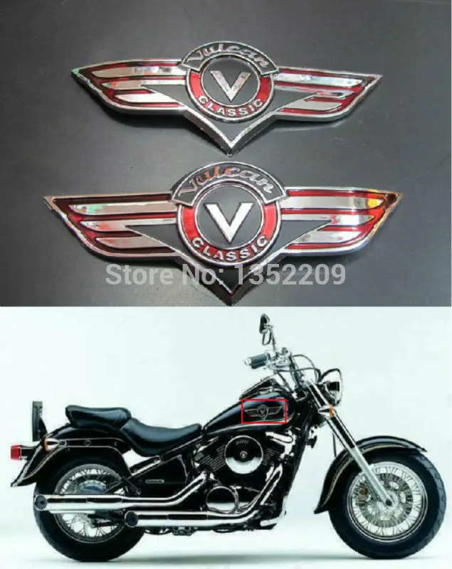 Už Kawasaki Vulcan Classic VN1500 800 500 400 Motociklo Dujų Kuro Bako Lipdukai 1 Pora Motociklu 3D Logotipas Ženklelis Decal