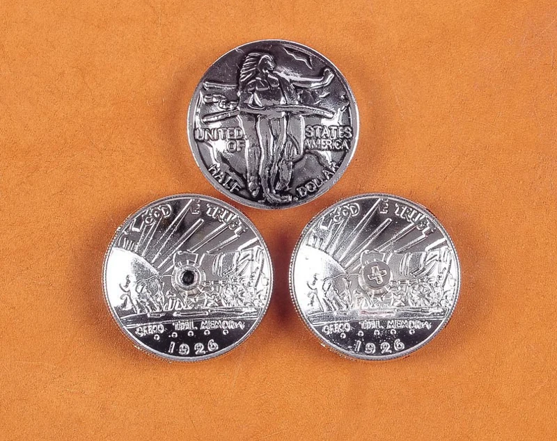 6PCS 30MM Sunkiųjų 1926 Sidabro Oregon Trail Pusę Dolerio Indijos Monetos Conchos Odos Amatų Odos diržas rankinės