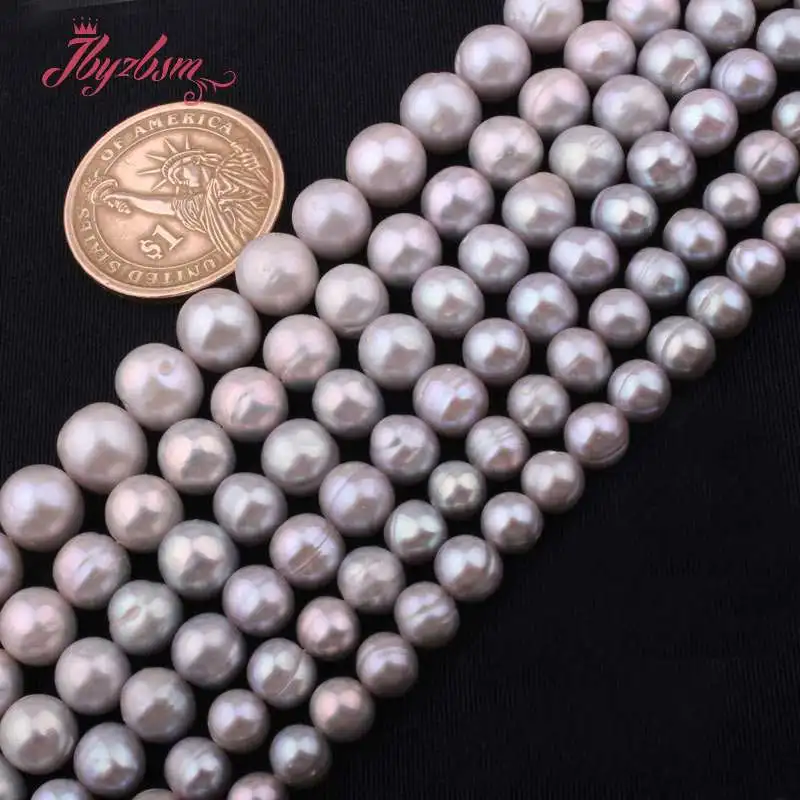 7-8,8-9,9-10mm Pilka Nearround Natūralių Gėlavandenių Perlų, 