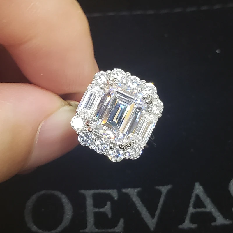 OEVAS 925 Sterlingas Sidabro Putojantis Didelis Anglies Diamond Vestuvių Žiedai Moterų Dalyvavimo Šalies Smulkių Papuošalų Didmeninė
