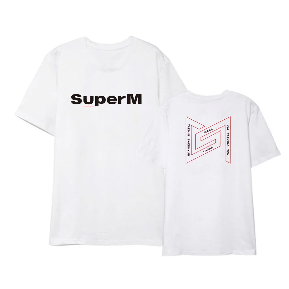 K-pop SuperM BAEKHYUN KA Taeyong Taemin Ženklas Ten Lucas Medvilnės marškinėliai SuperM Atsitiktinis Vasaros Gerbėjai Remti trumpomis Rankovėmis Marškinėlius