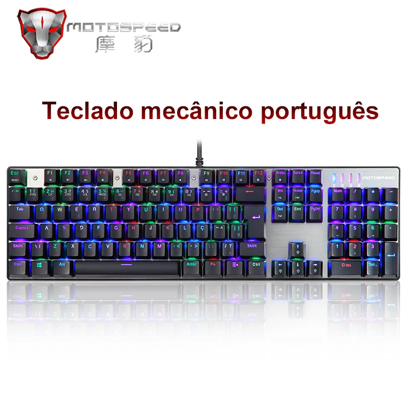 Portugalija/anglų Motospeed CK104 RGB Žaidimų Mechaninė Klaviatūra 104 klavišai LED Apšvietimu USB Laidinė Klaviatūra PC Gamer Kompiuteris